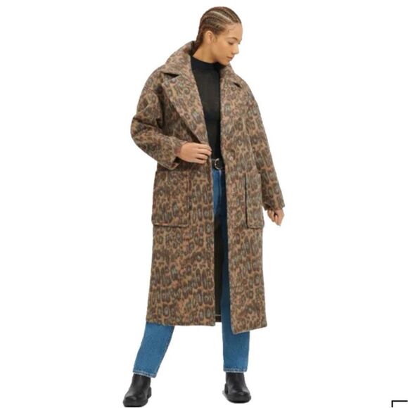 UGG Women's Hattie Long Oversized Coat Animal Print Novelty Size Médium - Picture 3 of 17